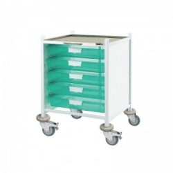 Sunflower Medical Vista 40 Low-Level Clinical Procedure Trolley with Five Single-Depth Green Trays